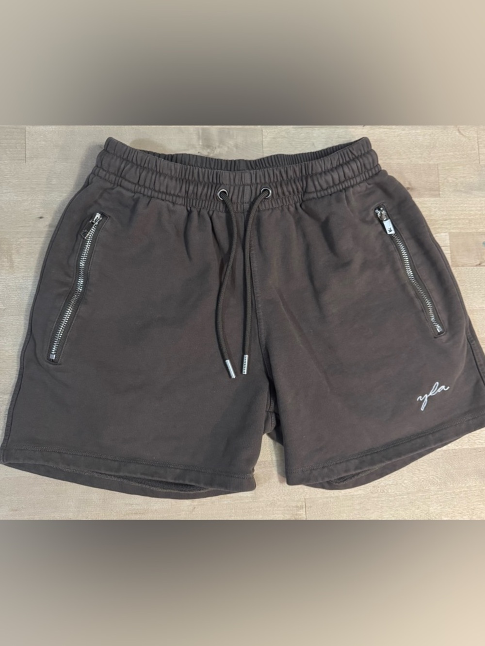 YoungLA brown-taupe signature Shorts with Zipper Pockets